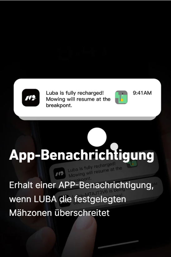 Mammotion LUBA 2 AWD: App Benachrichtigungen